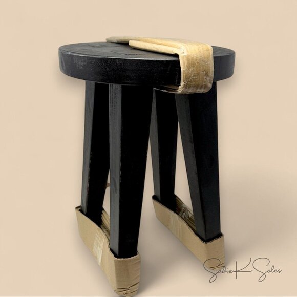 Woodland Short Carved Wood Table Black - Threshold Target - New in Box - Picture 5 of 6